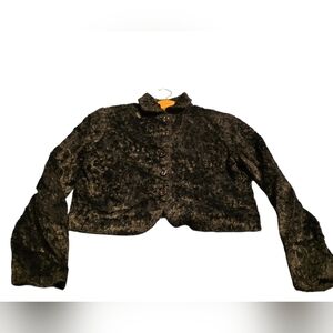 Earl Rutenberg Vintage Cropped Black Faux Fur Button-Up Jacket Size XS